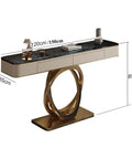 Dead Fresh Modern Console Table With Two Sneaky Push Down Drawers Heavy Duty Industrial Metal Frame Entryway Stand Goes Hard Behind The Couch In Sleek Black Finish Style with drawer dimensions noted.