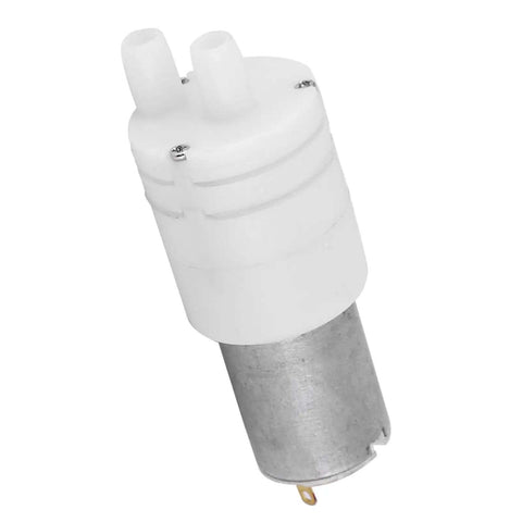 Mini Diaphragm Water Pump 3V Tiny Body With Fixed 7mm Outer Diameter For Easy Install, showing white plastic body and metal motor.