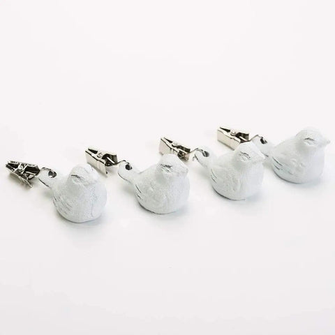 Cast Iron Tablecloth Weights 4 Pack With White Bird Pendant Clips Heavy Duty Tablecloth Clamps for Home Garden Parties