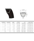 Diagram of V belt dimensions and models, showing 1 Piece Drive V Belt Rubber Power Transmission Belt A940 Inner Girth 37.01mm Width 13mm.