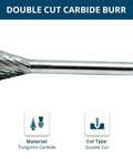 Heavy Duty Inverted Cone Tungsten Carbide Rotary Burr For High Speed Die Grinders featuring double cut design and 1/4 inch shaft.