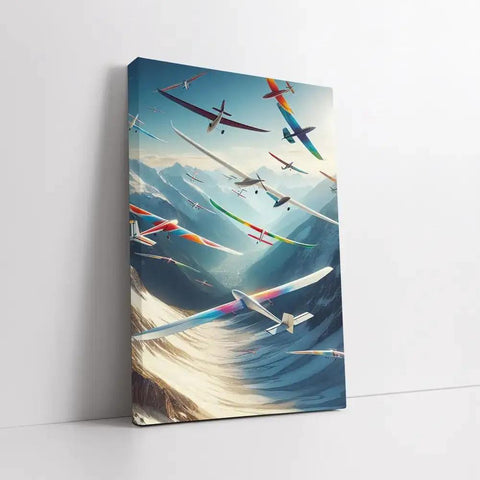 Epic Soaring Gliders Over Majestic Mountain Peaks Wall Art For Home Decor Choose Between Poster Or Ready To Hang Canvas Framed Print 36x24