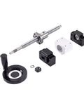 Top Shelf Sfu1204 Ball Screw Kit Loaded With Two Hgr15 Linear Guide Rails And Four Hgh15ca Motion Carriages Ready For Fast Gantry Machine Assembly Projects components layout including ball screw, bearings, and fittings.