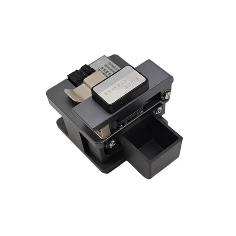Precision Automatic Return Optical Fiber Cleaver With Tungsten Steel Blade For Clean Cuts, compact design, heavy-duty fiber splicing tool.