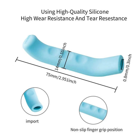 2 Pairs Silicone Brake Lever Covers For Bikes, Anti Slip Grip Sleeves For Mountain And Road Bicycles, blue, 75mm x 14mm