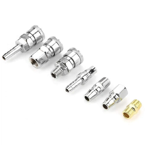 Solid 18-Piece 1/4 Inch Air Compressor Quick Connect Hose Fitting Set With Pneumatic Iron Arrow Case, double male and female air hose fittings