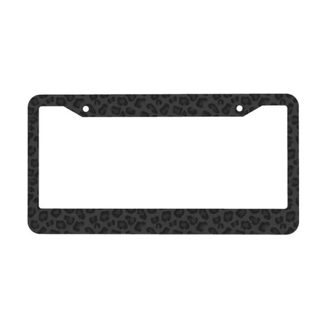 Leopard Print License Plate Frame Black Aluminum With Screws Dope Two Hole Mount Standard Size 12.3 By 6.3 Inches Car Tag Holder Cheetah Pattern Auto Accessory For Women And Men
