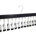 Slick Vertical Closet Organizer With Ten Heavy Duty Pant Clips For No Fuss Dorm And Apartment Storage Game Changing Hanging Setup For Jackets Pants And Delicates Tight Grip Design Wins, shown from the side.