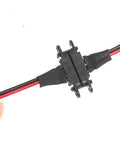 Close-up of Magnetic Snap On RC Extension Cable 9 Inch 1 To 2 Y Split Lead with JR Plug 3 Pin LED for RC models showing magnetic snap.
