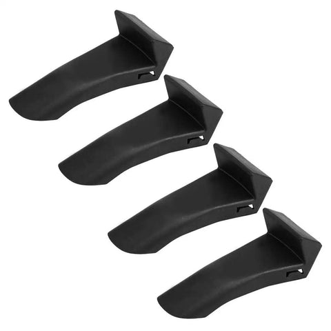 4-pack ABS bent angle guards, jaw protectors for tire changers, black heavy-duty rim protection covers to prevent damage.
