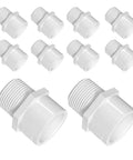 10 pack of 3/4 Inch White 2-Way SCH40 PVC Male Adapter Pipe Fittings, pipe fittings with external thread, corrosion resistance
