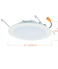 Sleek Six Inch Led Recessed Light Slim Trim Retrofit Kit Featuring 5Cct Switching Drop In Install for easy room upgrades, dimensions shown.