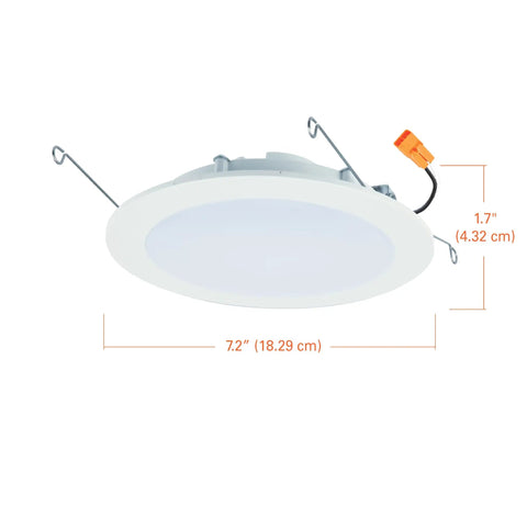 Sleek Six Inch Led Recessed Light Slim Trim Retrofit Kit Featuring 5Cct Switching Drop In Install for easy room upgrades, dimensions shown.
