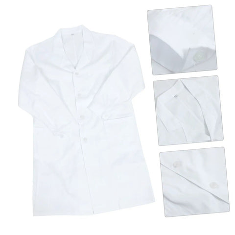 Unisex White Lab Coat With Pockets For Medical Pros And Students, Durable Cotton Doctor Coat With Long Sleeves, Classic Collar