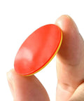 Two Sided Red And Yellow Counting Chips 1000 Piece Set shown being held, one inch plastic tile for educational activities.