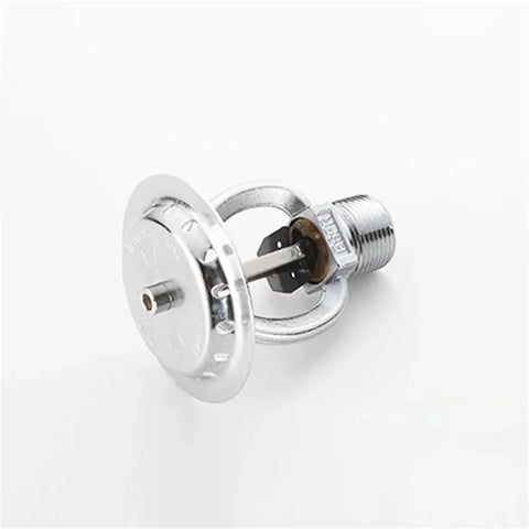 Pro Workhorse Fire Sprinkler Head With Sixty Eight Degree Activation And Swift Response Spray For Active Warehouse Fire Suppression Systems, silver metal head.