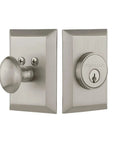 Front view of New York Plate Solid Brass Single Cylinder Deadbolt Lock Built Tough For Real Door Security, Heavy Duty Lock and Trim