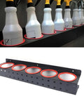 Heavy Duty Wall Mounted Spray Bottle Caddy With Five Reinforced Steel Hooks For Garage Organization with spray bottles in use.