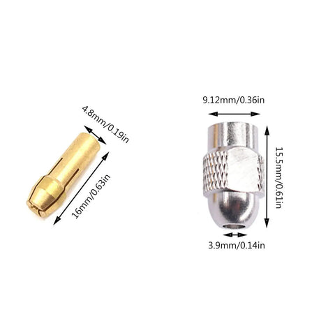 Beefy 11 Piece Brass Collet Chuck Set for Rotary Tools, Tight Grip and Precise Alignment, Includes measurements of collet sizes