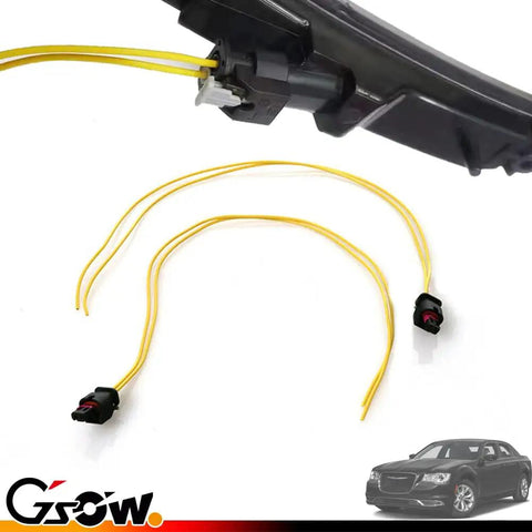 2 Pack LED Side Marker Light Kit Wires For Chrysler 300 2015 Through 2024 Black Front And Rear Bumper Connector Replace OEM 68213844AD