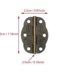 Six Sets Of Mini Bronze Colored Cabinet And Drawer Door Hinges With Soft Close Dampers For Quiet No Slam And Smooth Move Ideal For Jewelry Boxes And Small Furnishings 30x22mm, showing dimensions 3x2.2cm