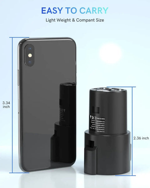 Sae J1772 To Tesla Charging Adapter Plug And Go With 80 Amp 240 Volt Max for compact charging solution next to smartphone.