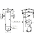 Technical diagram of Four Pack DC Gearbox Motors With One To Forty Eight Gear Ratio, 3 To 6 Volts TT Motors