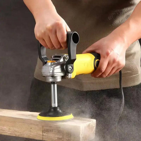 Heavy Duty 6 Inch Angle Grinder Extension Rod Kicking Into Deep Spots With No Sweat Polish Car Rims And Grind Metal Pipes Snag Every Hard To Reach Corner Fast Mount Steel Shaft in action on wood.