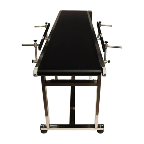 110V PVC Belt Conveyor With Double Guard Rails, 82.6 Inch Long, 15.7 Inch Wide Flat Belt System, Anti-Static, Adjustable Speed