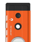 Dead Nuts Accurate 24 Inch Box Level With Lockdown Magnetic Base And Three High Vis Orange Vials top view showing orange housing and vials.