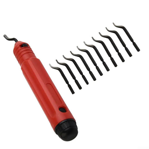 Pro Grade Deburring Hand Tool For Pipes And Sheet Metal With Wear Resistant HSS Blade And Comfortable Grip Includes 10 Replacement Blades