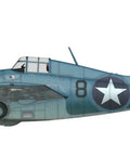 Side view of 1/72 F4F-4 Wildcat Operation Torch Plastic Model Kit Unpainted Assembly Includes Three Decal Options and Painted Mask Sticker