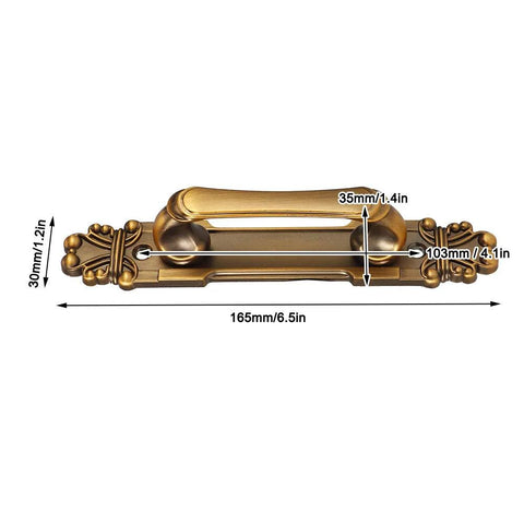 European Style Antique Metal Door Handle Set Of Two For Drawer Cupboard Wardrobe, zinc alloy with golden finish, size labeled