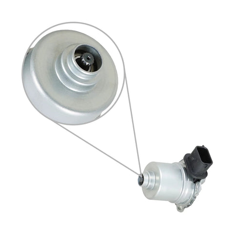 Clutch actuator for automatic transmission; side view with black connector and close-up of gear hub.