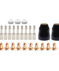 25 Piece Plasma Cutter Consumables Set For PCH-10 And 1-8000 Series including electrodes, nozzle tips, shield cups, swirl rings