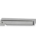 Side view of a stainless steel door catch from the Five Pack RV Stainless Steel Baggage Door Catch Square Holds Baggage Compartments Open With Mounting Screws Included Great For RV Doors And Compartments