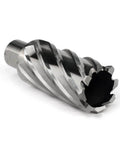 Oscarbide annular cutter with Weldon shank, 1-3/16 in cutting diameter, 2 in depth, side view