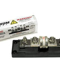 400 Amp Fuse Block Assembly Class T for Off Grid Inverters and warning label