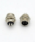10 Pack 4 Pin Ham and CB Radio Microphone Connectors Male Panel Mount Nickel Plated shown front and back