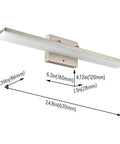 Diagram of 24 Inch Dimmable LED Vanity Light With Three Color Temperatures 3000K 4000K 5000K, brushed nickel, dimensions labeled