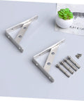 Heavy Duty L Shelf Brackets 6 Pack Stainless Steel Corner Braces with screws and anchors for floating shelves installation.