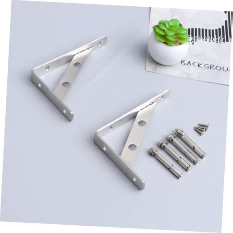 Heavy Duty L Shelf Brackets 6 Pack Stainless Steel Corner Braces with screws and anchors for floating shelves installation.