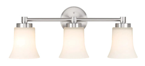 Dope Modern Brushed Nickel Vanity Light With Glass Shades, 3-Light Bath Bar For Bathroom, Hardwired Wall Fixture That Mounts Up Or Down