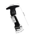 Two Pack Stainless Steel T Handle Latches With Rubber Padding close-up showing flexible draw latch and dimensions.