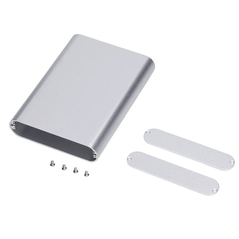 DIY Friendly Lightweight Aluminum Project Box Enclosure With Matte Silver Sandblasted Finish, Heavy Duty Oxidation Treated Case For Circuit Boards, PCB Wiring And Electronics Projects, Industrial Equipment Use, open with screws