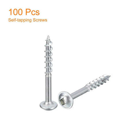 8 X 1-1/2 Inch Pocket Hole Screws 100 Pack Square Drive Self Tapping Wood Screws Off White Finish for Cabinetry and Furniture Projects Durable Steel Heavy Duty