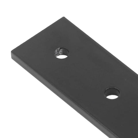 Close-up of Aluminum Joint Plate Mending Bracket for Furniture Repair, 2 Pack, showing two holes on flat surface.