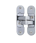 Front view of Hidden Cross Hinge For Invisible Wooden Doors, Adjustable 180 Degree Flat Folding Hinge With Concealed Hardware
