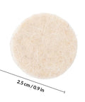 Close-up of a 2.5 cm wool disc from 120-Piece Wool Buffing Wheels Set With Mandrel For Rotary Tools Pro Grade Wool Felt Polishing Kit.