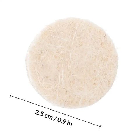 Close-up of a 2.5 cm wool disc from 120-Piece Wool Buffing Wheels Set With Mandrel For Rotary Tools Pro Grade Wool Felt Polishing Kit.